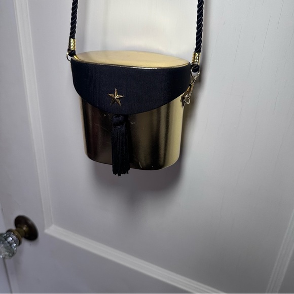 Bob Mackie Metallic Gold/Black Shoulder/Crossbody Mini Statement Bag with Tassel - Picture 4 of 10